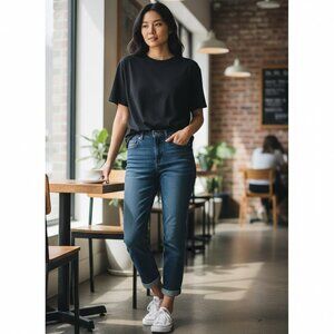 KAARI blue Womens Size 26 High Rise Straight Crop Cuffed Ankle Jeans